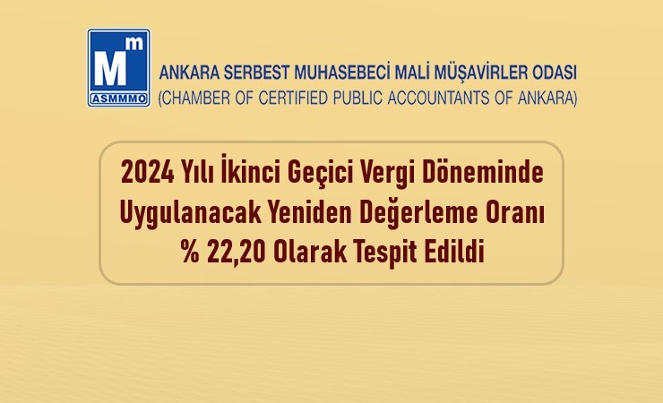 2024/2. Geçici Vergi Döneminde Uygulanacak Yeniden Değerleme Oranı