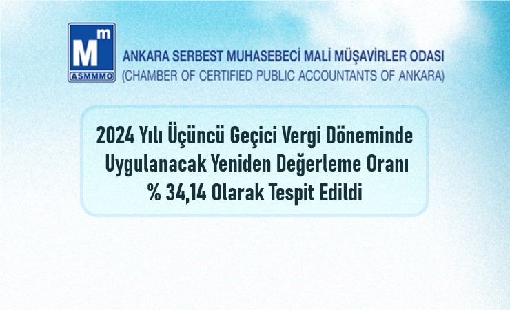 2024/3. Geçici Vergi Döneminde Uygulanacak Yeniden Değerleme Oranı