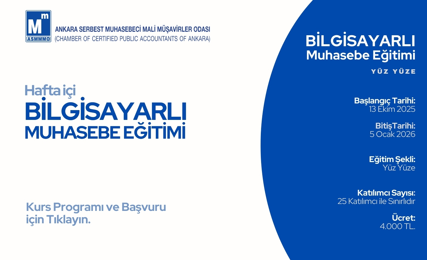 Kurs Programı ve Başvuru için Tıklayın.