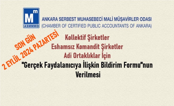 “Gerçek Faydalanıcıya İlişkin Bildirim Formu"nun  Verilmesi