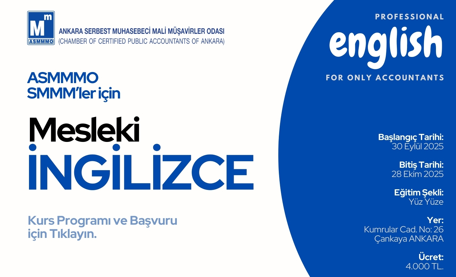 Kurs Programı ve Başvuru için Tıklayın.