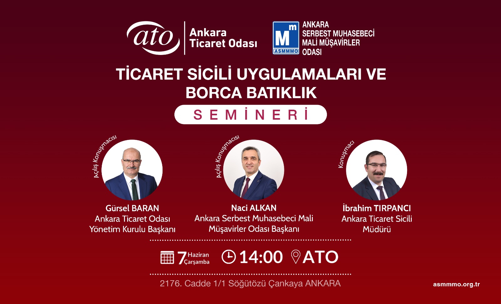 Ankara Ticaret Odası İşbirliğiyle Gerçekleştirdiğimiz "Ticaret Sicili Uygulamaları ve Borca Batıklık" Konulu Semineri.